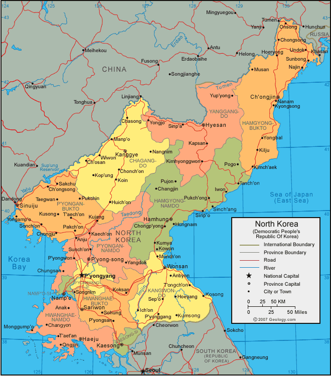 politique coree du nord carte